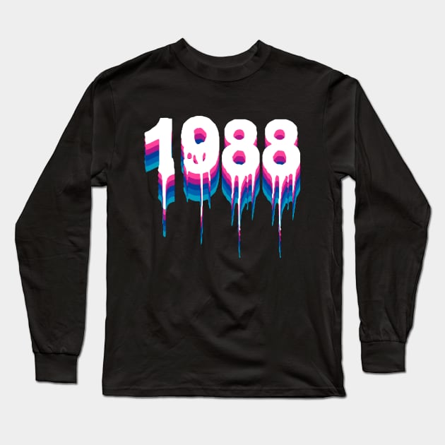 1988 Year Liquid Retro Neon Long Sleeve T-Shirt by Liquids